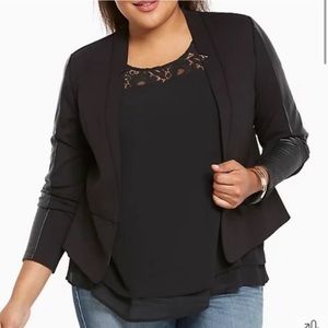 Torrid | Faux Leather Sleeve Black Blazer Size 2 New with Tags